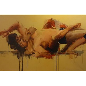 Khalid Khan-Kaay, 39 x 58 Inch, Acrylic on Canvas, Figurative Painting, AC-KHKN-094